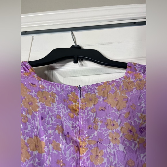 Nasty Gal Floral Puff Sleeve V-Neck Romper Size 10 - Picture 3 of 10